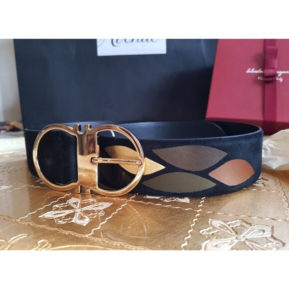 SALVATORE FERRAGAMO patchwork suede belt, 85 cm, NWT main image 15